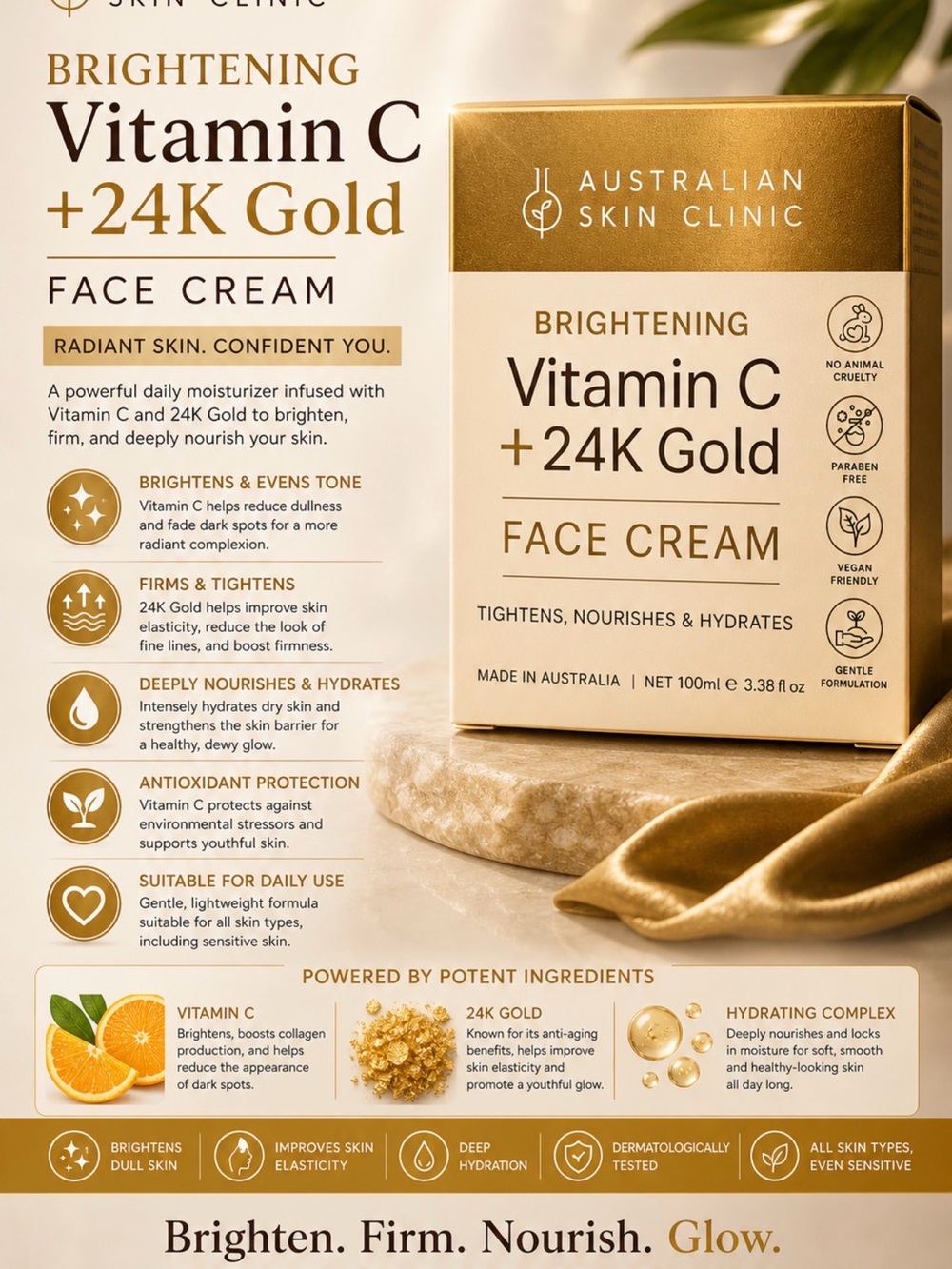 Vitamin C + 24K Gold Face Cream — Gold